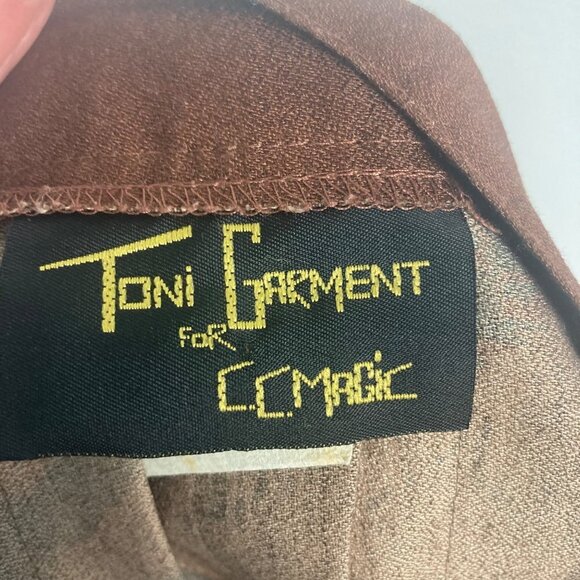 Vintage Toni Garment for CC Magic Pleated Skirt 27in Waist Brown Geometric - Picture 4 of 8